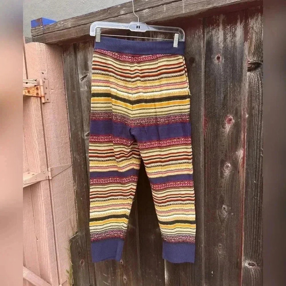 Free People All Mixed-Up Striped Jogger Knit Sweatpant Multicolor Rib Cuffs - Picture 6 of 7